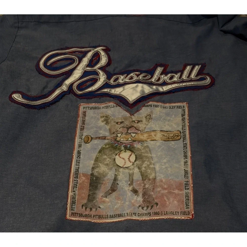 Reworked Vintage Dickies Baseball Shirt‎ Pittsburgh Pitbulls 1960 Patch L